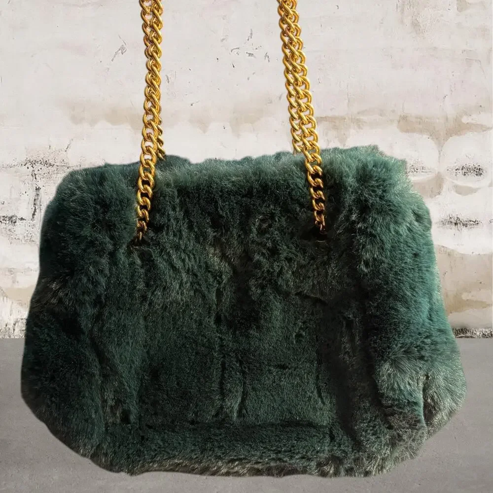 Kate Spade $398 Cleo Faux Fur Small Chain Bucket Bag + Dust Bag